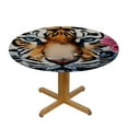 thumbnail image 3 of JEUXUS Round Fitted Tablecloth with Elastic Edged, Oil Painting Tiger Round Table Cover, Graffiti Tiger Waterproof Table Cover for Kitchen Dining Holiday Parties Decoration,Fit for Round Tables, 3 of 7