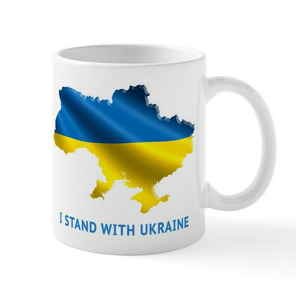 CafePress - I Stand With Ukraine Flag Ukrainian Pride Nat Mugs - 11 oz Ceramic Mug - Novelty Coffee Tea Cup