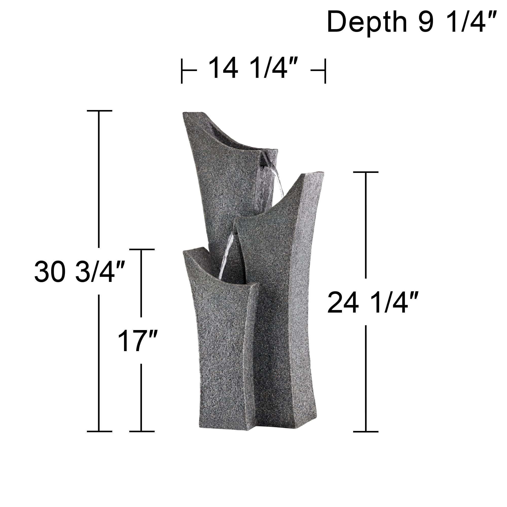 Exton 31" High Large Modern Zen Indoor Outdoor Decor Gray Faux Stone Floor Fountain 3-Tier Outside Garden Patio