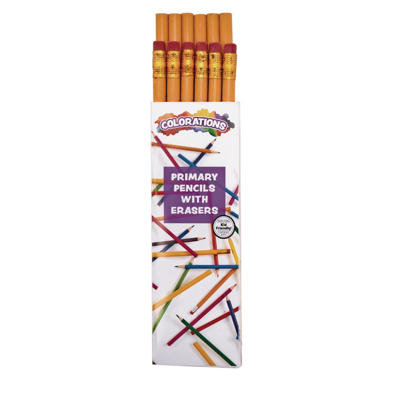 Colorations? Primary Pencils with Erasers - Set of 12