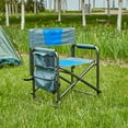 thumbnail image 3 of 1-Piece Padded Folding Outdoor Chair, Aluminum, 400lbs Capacity, Side Table, Storage Pockets, Beach Chair, Camping Chair, Lawn Chair, No Installation, for Picnics, Fishing, Indoor, Blue+Grey, 3 of 9