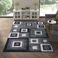 thumbnail image 3 of Emma + Oliver Modern 6'x9' Accent Rug with Geometric Square Pattern in Blue, Gray and White, 3 of 10