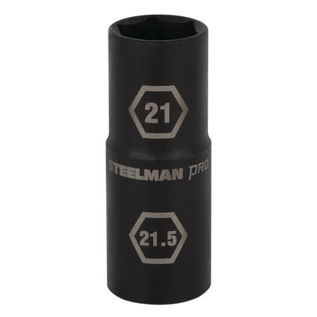 

STEELMAN PRO 60230 1/2-Inch Drive 6-Point Thin Wall 21mm x 21.5mm Impact Flip Socket