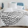thumbnail image 3 of Flannel Fleece Throw Blanket for Sofa Couch Bed | Super Soft Velvet Plaid Pattern Checkered Decorative Throw | Warm Cozy Lightweight Microfiber | 60 x 80 Inches Plaid Grey/White, 3 of 6