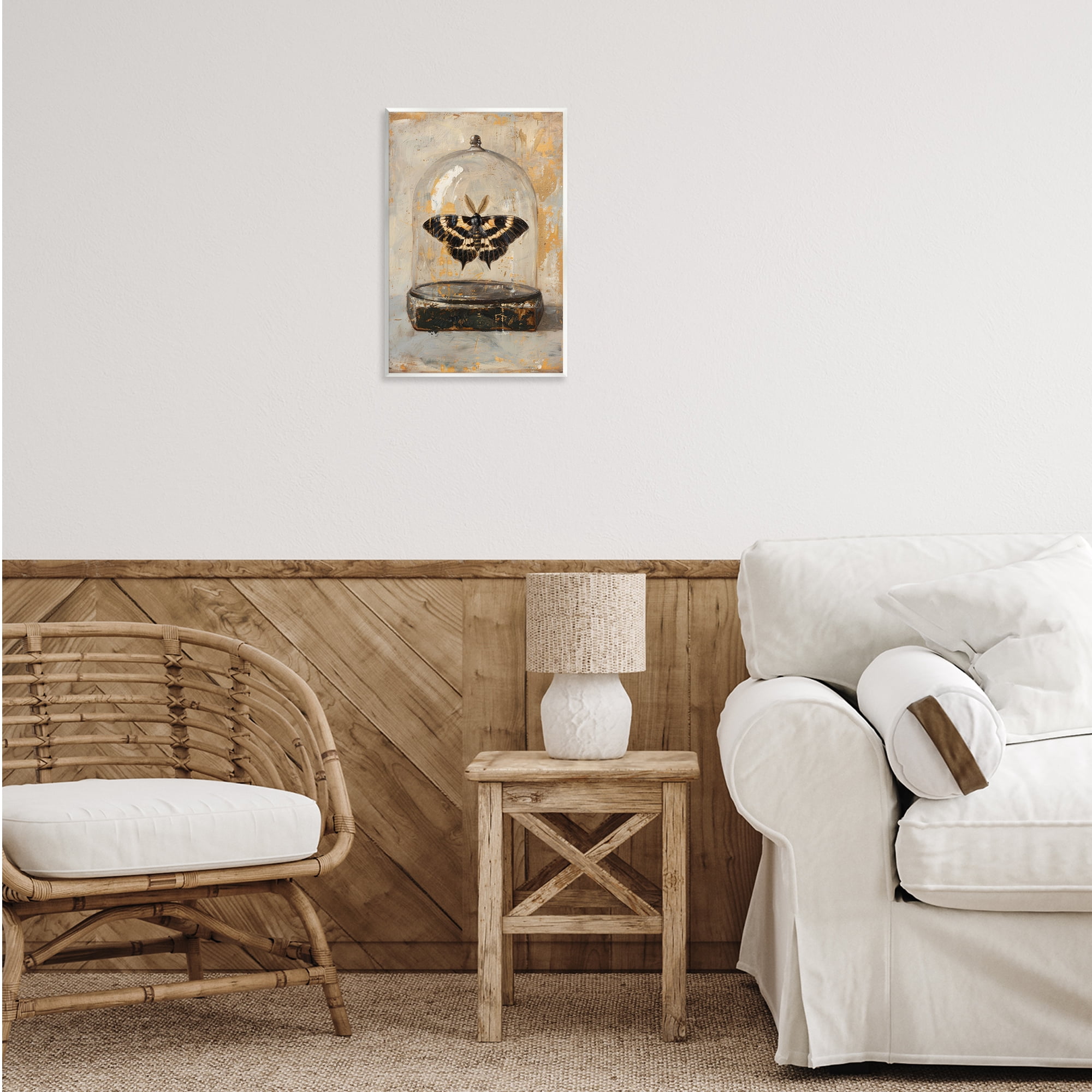Stupell Industries Rustic Moth in Glass Animals Painting Unframed Art Print Wall Art, 13 x 19