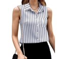 thumbnail image 1 of Camisas Sin Mangas con Botones para Mujer, Blusas Informales de Negocios con Cuello en V y Cuello Halter. Azul L, 1 of 8