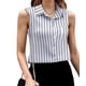 thumbnail image 1 of Camisas Sin Mangas con Botones para Mujer, Blusas Informales de Negocios con Cuello en V y Cuello Halter. Azul L, 1 of 8