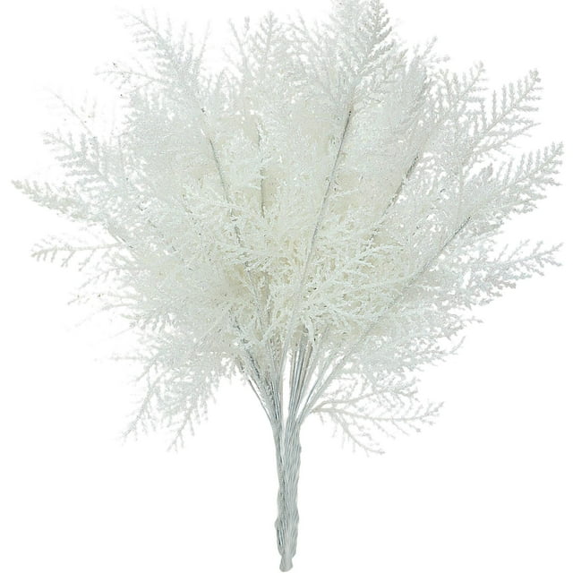 White 20Pc Glitter Christmas Branches For Diy Decorations Artificial Picks With Sparkly Tips For Tree And Wreath Decor Length 13.38 Inches In White Weight 0.32 Pounds