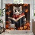 thumbnail image 3 of NEONWE Fall Cat Shower Curtain Funny Kitten Orange Maple Leaf Autumn Forest - Rustic Scenery Thansgiving Bathroom Decor, Easy Care Polyester Fabric 72x60 Inch with Hooks, 3 of 6