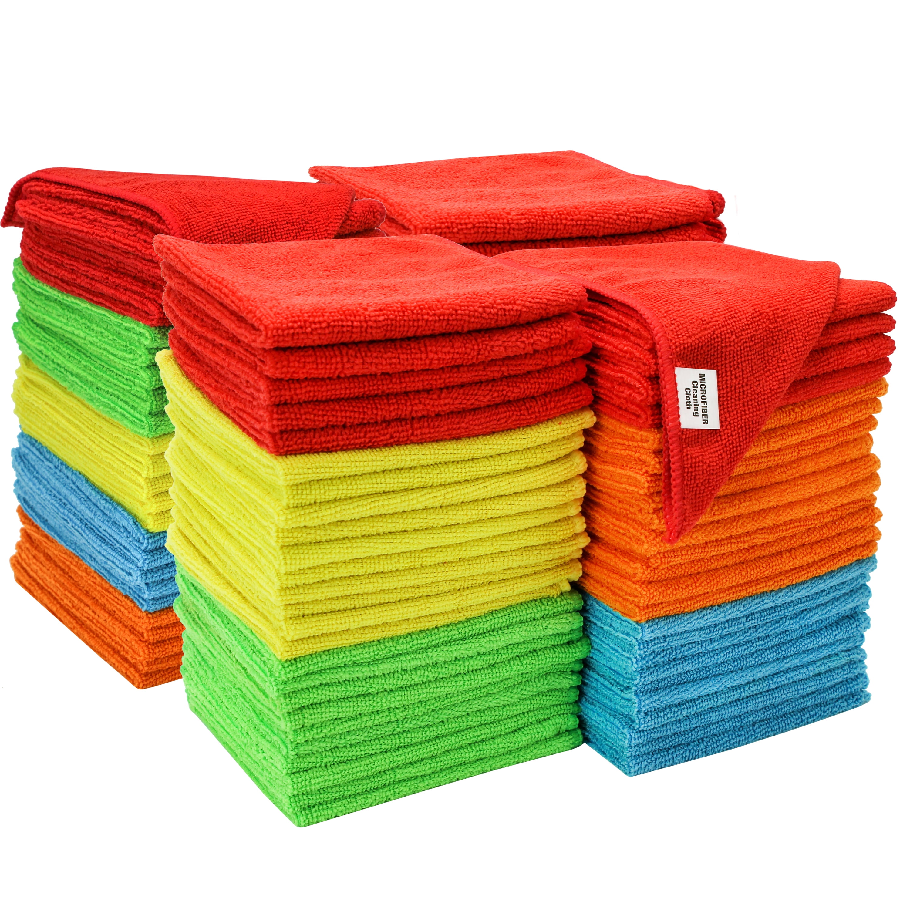 Bulk Lot of 50 Microfiber Cleaning Towel Rags Assorted Colors 12 x 12 Reusable 