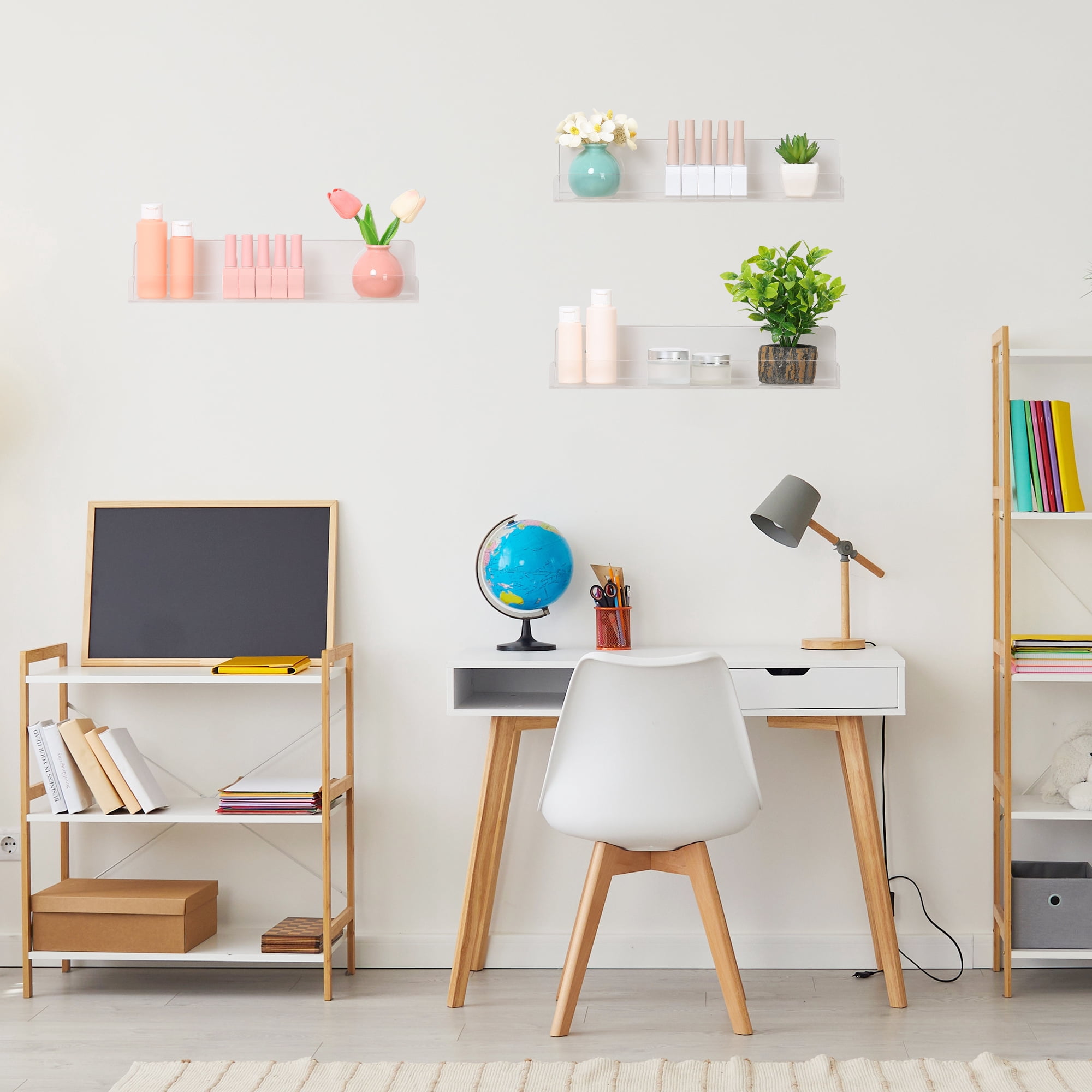 Unique Bargains Acrylic Floating Shelves for Wall Clear Acrylic Shelves Wall Display Shelf Clear 3