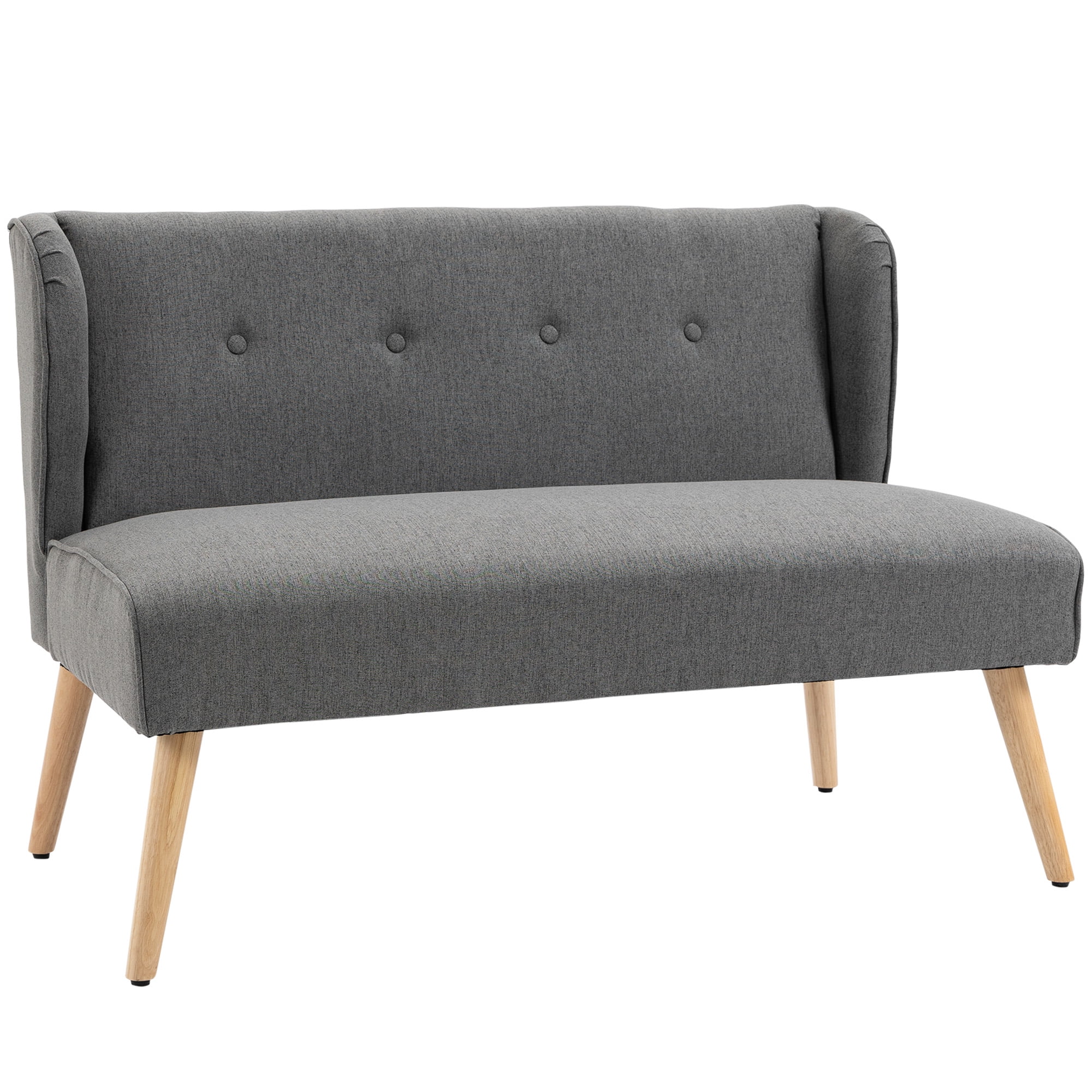 HOMCOM Modern 45" Tufted Upholstered Sofa Couch with Rubberwood Legs for Living Room, Grey - Walmart.com
