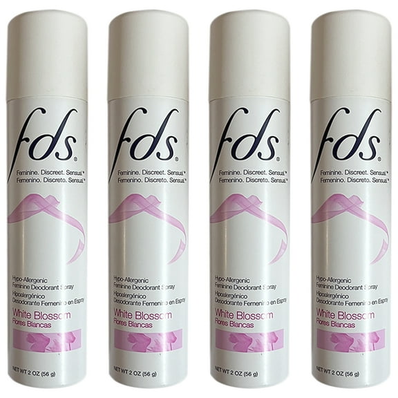 Pack of 4 New DS Feminine Deodorant Spray, White Blossom, 2 oz