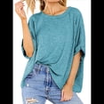 thumbnail image 3 of Camiseta Holgada Informal de Verano de Corta para Mujer. Azul y Verde S, 3 of 8