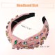 thumbnail image 5 of Diadema anudada retro con diamantes de imitación, diadema ancha antideslizante para niñas y mujeres, rosa 5.12 "x1.26", 5 of 8