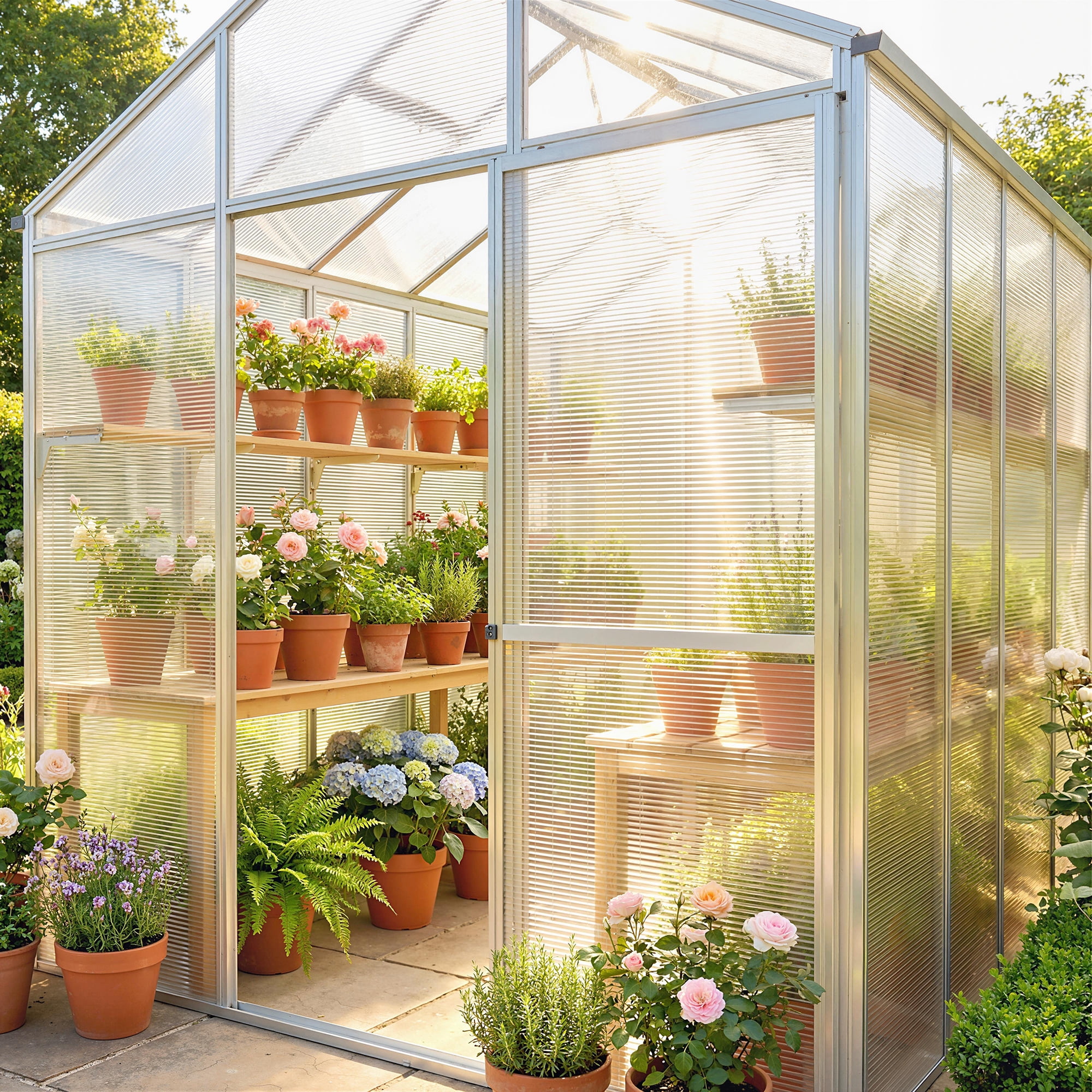 Outsunny Polycarbonate Greenhouse Panels UV Protected Twin-Wall Polycarbonate Sheet 10 Pack Clear