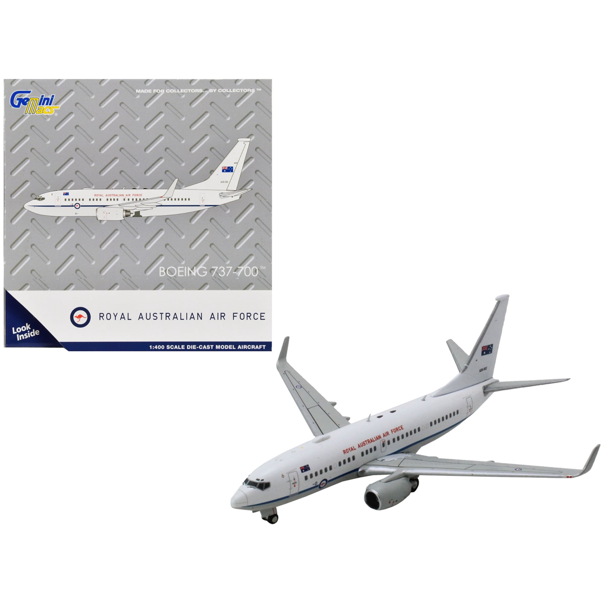 Boeing 737-700 Aircraft "Royal Australian Air Force" (A36-001) White with Blue Stripes "Gemini Macs" Series 1/400 Diecast Model Airplane by GeminiJets