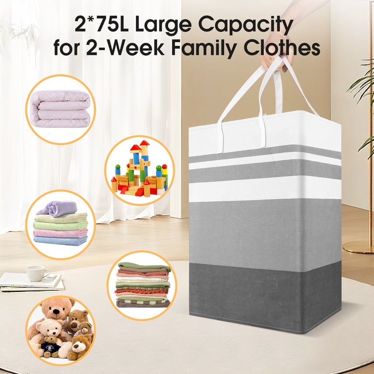 Qunler 2-Pack 75L Large Freestanding Laundry Hampers photo 5