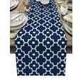 thumbnail image 2 of Moroccan Pattern Dark Blue Geometric Table Runner Home Wedding Table Mat Centerpieces Decoration Party Dining Long Tablecloth, 2 of 7