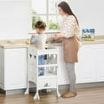 Kids Foldable Kitchen Step Stool with Chalkboard and Lockable Handrail