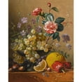 thumbnail image 2 of Georgius Jacobus Johannes van Os 15x18 Gold Ornate Wood Frame and Double Matted Museum Art Print Titled - Still Life with a Camelia Spray, Cornflowers&nbsp;And Grapes in a Silver Bowl, with Nuts,, 2 of 4