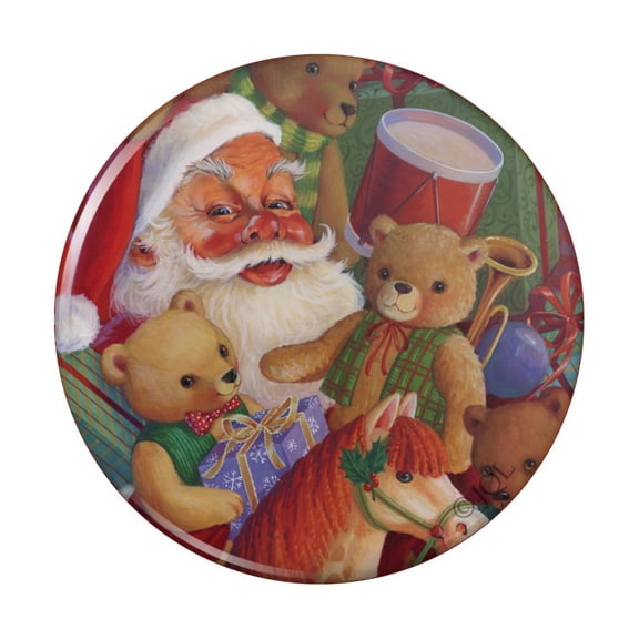Christmas Holiday Santa Teddy Bears Toys Pinback Button Pin