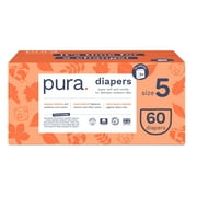 Pura Sensitive Soft Sustainable Baby Diapers Size 5, 60 Count (Choose Your Size and Count)