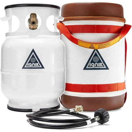 UPC: 0850009310019 | Ignik Refillable Gas Growler Deluxe 5-Pound Propane Tank with Carry Case and Adapter Hose  Natural