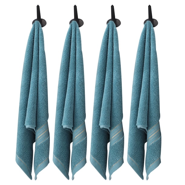 Toalla de baño de algodón con pelusa de secado rápido, 34 x 73 cm, juego de 4 (azul)