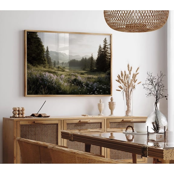 Wildflowers Landscape Wall Art: Forest Mountains Green Wall Art, Serene Nature Wall Art, Sunset Print Home Decor #2363, Unframed Poster Size 8x12