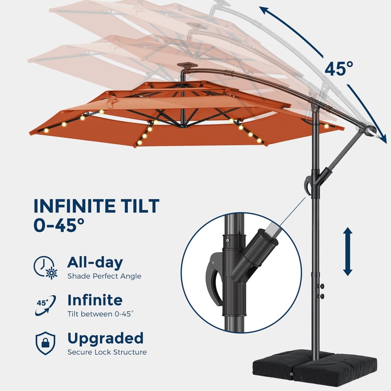 hanging patio umbrella lowes Outsunny 10ft Offset Umbrella, Cantilever Umbrella, Red Color:Lime Touch & Go resistant polyester fabric ensure 24