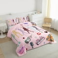 thumbnail image 3 of Manfei Music Themed Queen Comforter Set,Fashion Musical Band Bedding Sets,Electric Guitar Tape Bedding Comforter Set For Girls Teens,Super Cozy Room Decor Reversible,3pcs, 3 of 8