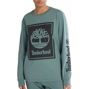 Timberland Men's Long Sleeve Stack Logo Tee GREEN Size S