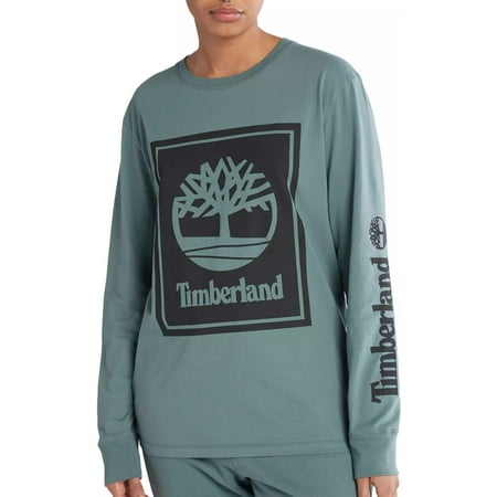 Timberland Men's Long Sleeve Stack Logo Tee GREEN Size S