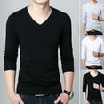 thumbnail image 1 of T-shirt à Manches Longues Col en V Mode Homme Automne Ajusté Aguichant, 1 of 7