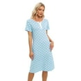 thumbnail image 6 of WBQ Women's Nightgown Short Sleeve Polka Dot Sleepshirts Spring Summer Loungewear House Dress with Pockets Soft Comfy Button Nightshirt Henley Nightdress, Sky Blue S-XXL, 6 of 9