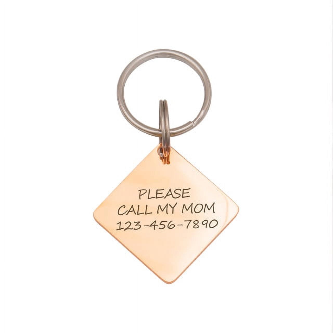Anavia Stainless Steel Double Sided Diamond Name - Large Picture Engraved Dog & Cat ID Tag, Rose Gold, M
