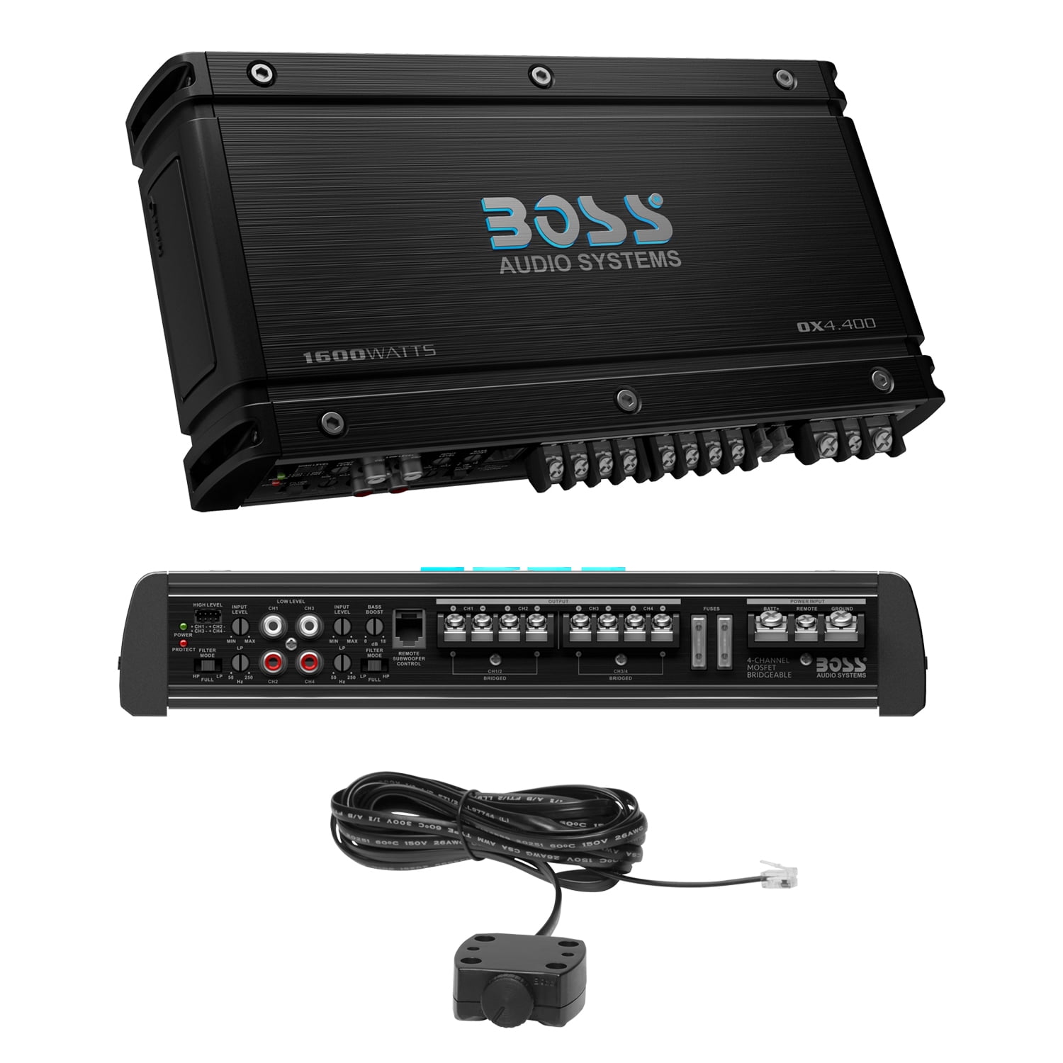 BOSS Audio Systems OX4.400 4 Channel Car Amplifier, 1600 Watts, Class A/B, Bridgeable, MOSFET Power Supply