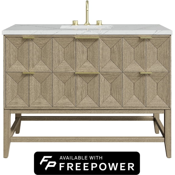 James Martin Vanities D100-V48-Fenc Emmeline 48" Free Standing Single Basin Ash Wood