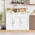 thumbnail image 6 of Homfa 47.2" Kitchen Sideboard Buffet Cabinet with 2 Drawer, 3 Door Wooden Storage Cabinet with Adjustable Shelf for Dining Room, White, 6 of 9