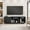 Black, variant on Techni Mobili Contemporary TV Stand for TV’s up to 70” with Patterned Storage Cabinet and Open Shelving, Oak RTA-945TV-OAK