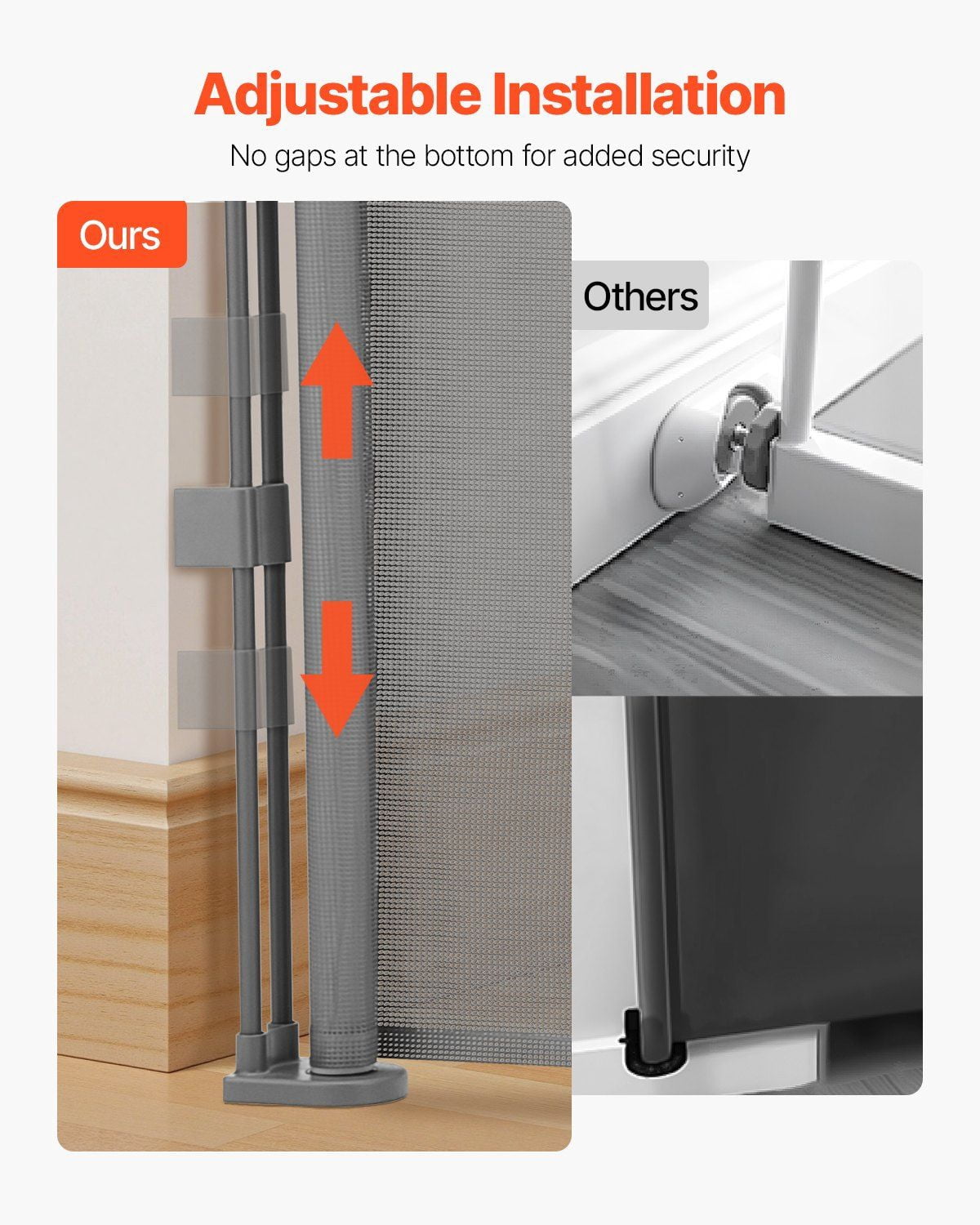 Retractable Baby & Pet Gate - 34 Inches High, Extends to 71 Inches Wide, Gray (Durable, Space-Saving Design)