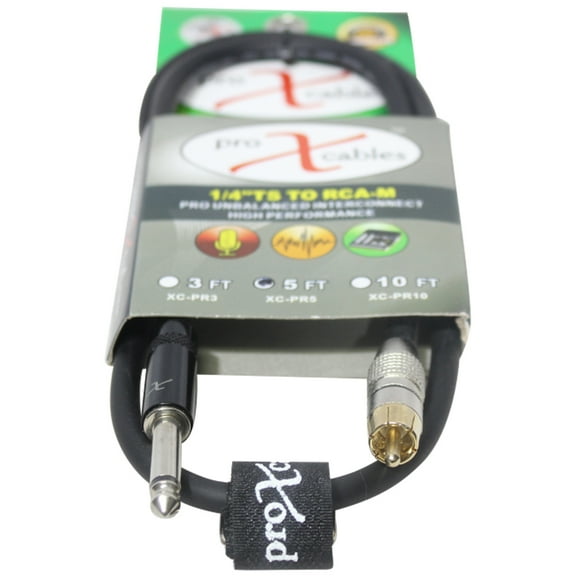 ProX XC-PR05 5' RCA Male to 1/4" TS Male Unbalanced High Performance Audio Cable