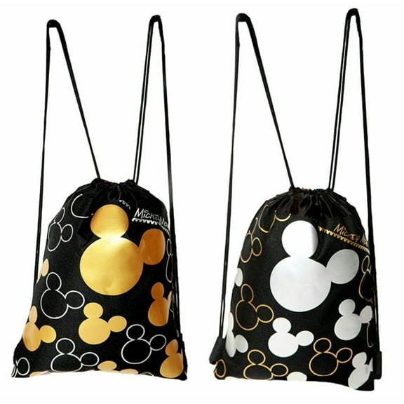 Disney by Mickey Mouse Drawstring Backpack, Gold/Silver, 2-Piece