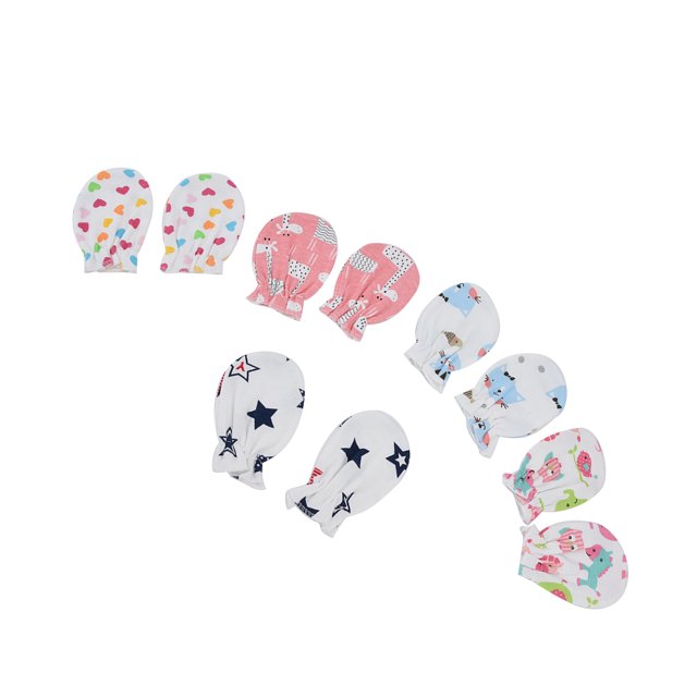 Guantes para bebés, 5 pares de manoplas para bebés recién nacidos, manoplas para bebés, diseño revolucionario