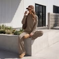 thumbnail image 5 of SUNBS Women's Long Sleeve Lounge Sets Mock Neck Two Piece Sets for Women Wide Leg Pants Outfits Tracksuit Sweatsuits Set, 5 of 9