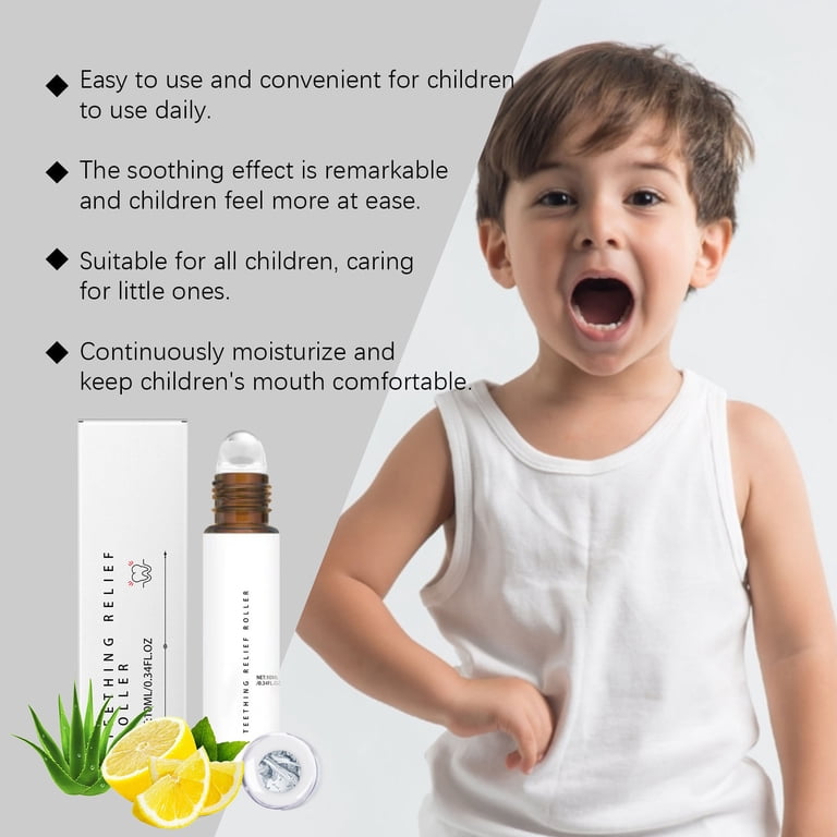 Roller De Dentition Bébé Naturel - Soulagement Poussées Dentaires, Huile Apaisante 10 Ml