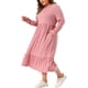 thumbnail image 4 of Vestido de Pascua de Talla Grande para Mujeres Agnes Orinda, Manga Larga, Corto en A con Bolsillos 2X Rosa, 4 of 5