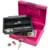 HearthSong - Colorful Metal Cash Box / Lock Box for Kids, Pink