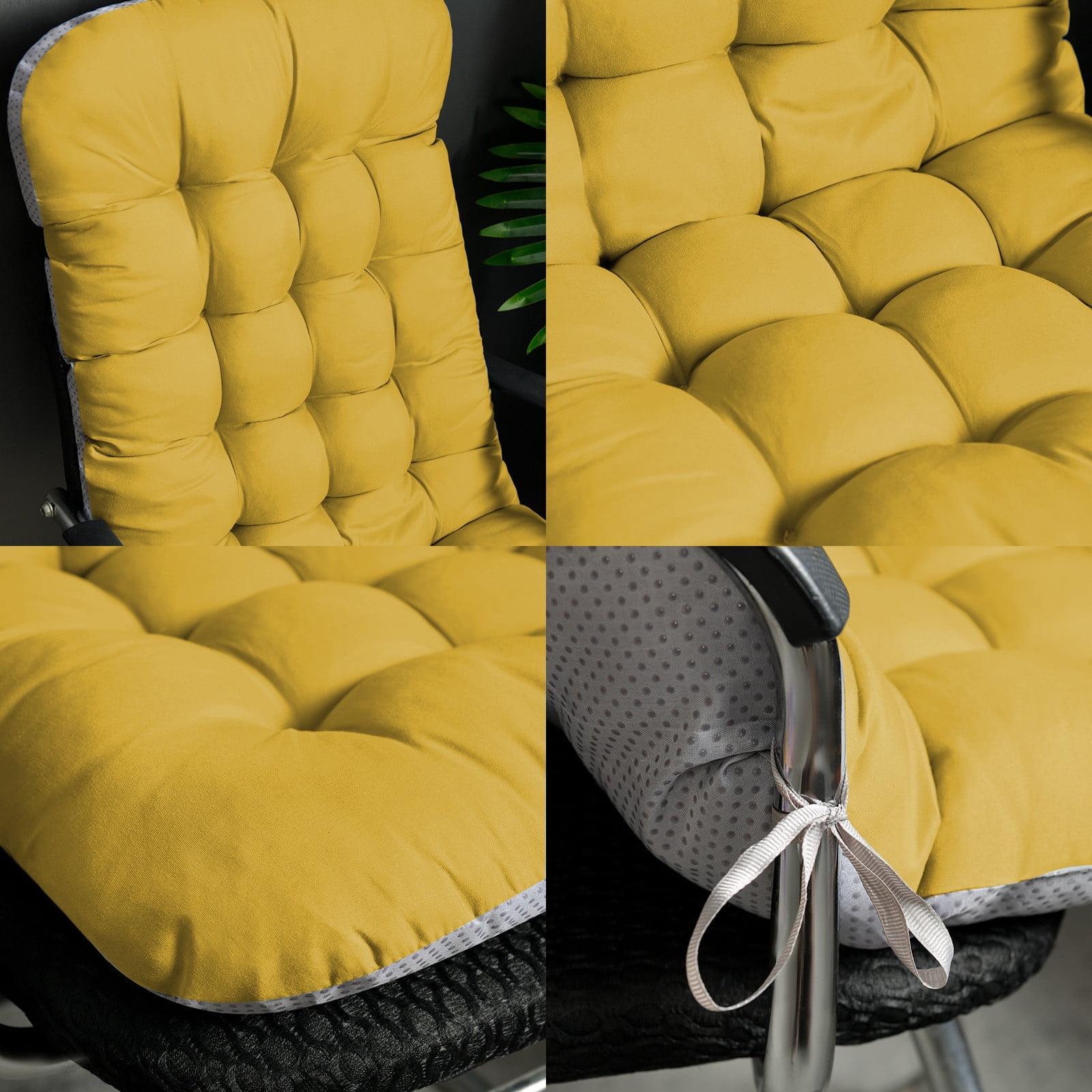 DeskAKBK Office Chair Cushion with Thickened Foam Support for Garden Outdoor Patio Sun Lounger, Ergonomic Seat Cushion for Office Chair, Car, Recliner, Rocking Chair - 37x17 Inches, Yellow
